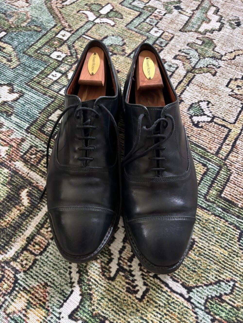 Allen Edmonds Park Avenue Black Cap-Toe Oxfords - 12 D